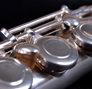 Close-up of flute keys