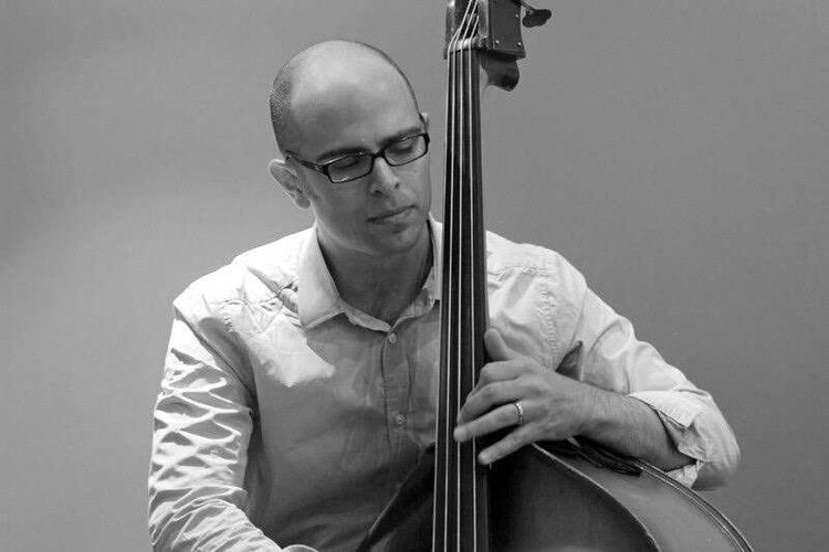 Jon Maharaj playing upright bass